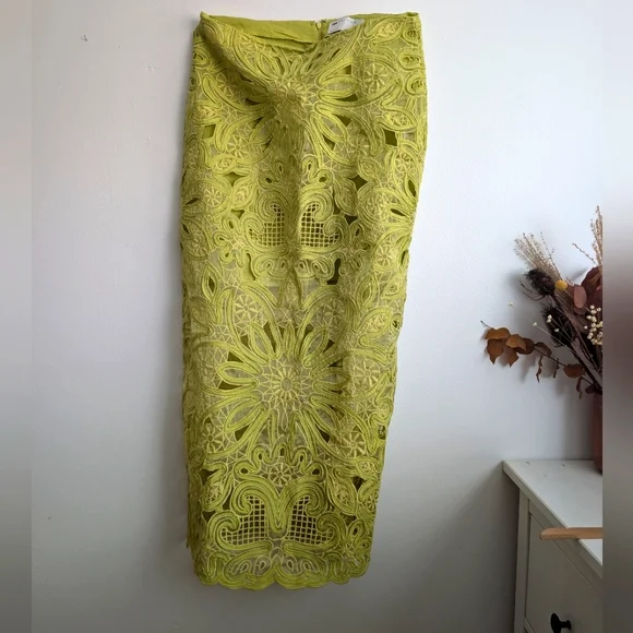 ASOS EDITION floral cornelli column midi skirt in lime part of a set